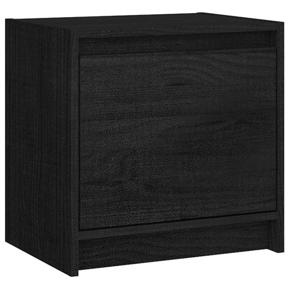 Vidaxl Nočný stolík čierna 40x30,5x40 cm borovicový masív